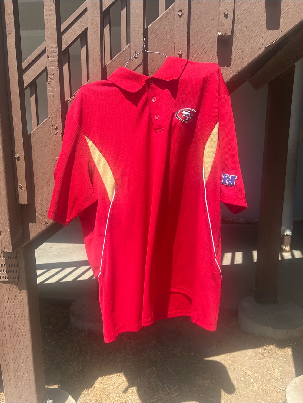 NFL  Red Polo with Gold Accent and Team Patch